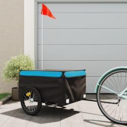 Remorque de v&eacute;lo noir et bleu 45 kg fer