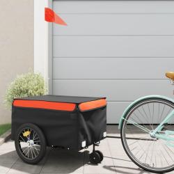Remorque de v&eacute;lo noir et orange 45 kg fer alsavelo