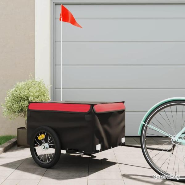 Remorque de v�lo noir et rouge 45 kg fer