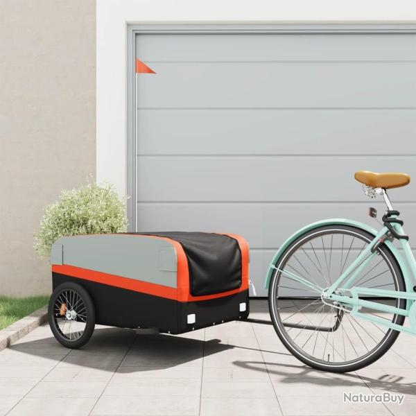 Remorque de v�lo noir et orange 45 kg fer