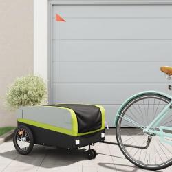 Remorque de v&eacute;lo noir et vert 45 kg fer