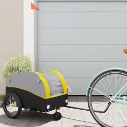 Remorque de v&eacute;lo noir et jaune 30 kg fer