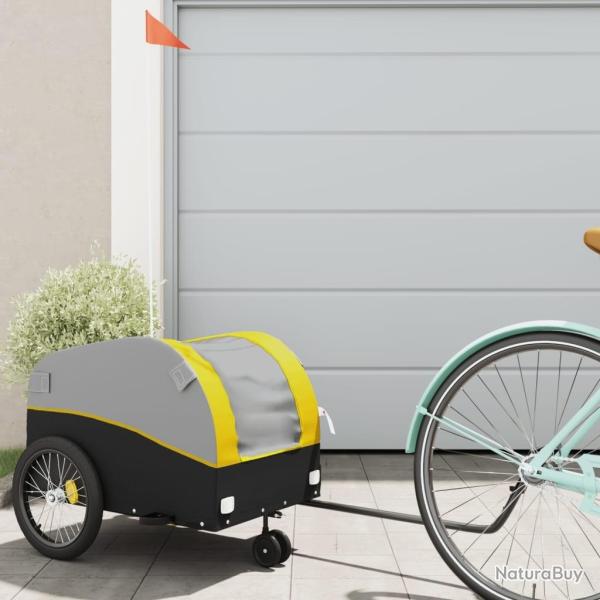 Remorque de v�lo noir et jaune 30 kg fer