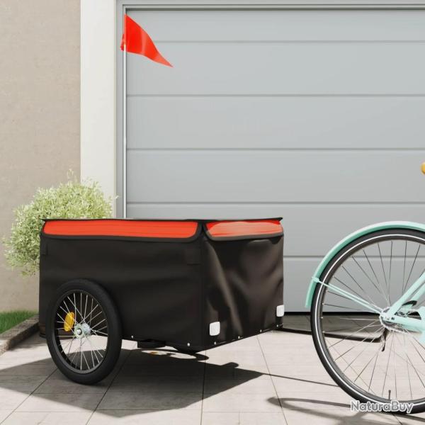 Remorque de v�lo noir et orange 45 kg fer