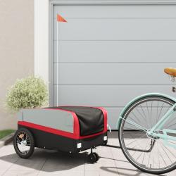 Remorque de v&eacute;lo noir et rouge 45 kg fer