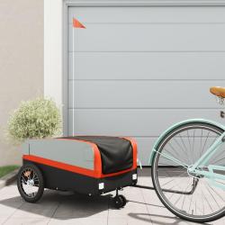 Remorque de v&eacute;lo noir et orange 45 kg fer