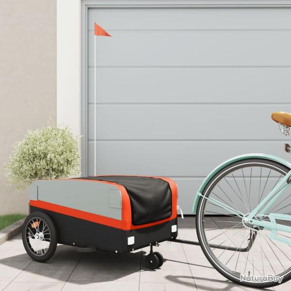 Remorque de v�lo noir et orange 45 kg fer