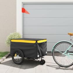 Remorque de v&eacute;lo noir et jaune 45 kg fer