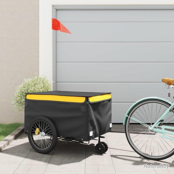 Remorque de v�lo noir et jaune 45 kg fer