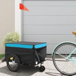 Remorque de v&eacute;lo noir et bleu 45 kg fer