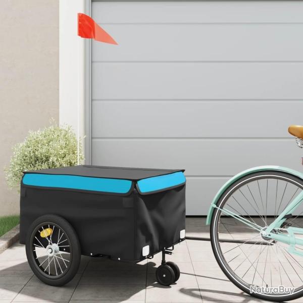 Remorque de v�lo noir et bleu 45 kg fer