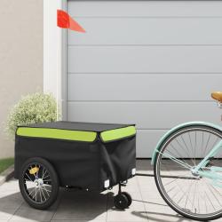 Remorque de v&eacute;lo noir et vert 45 kg fer