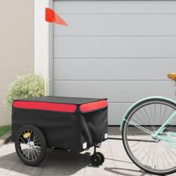Remorque de v&eacute;lo noir et rouge 45 kg fer
