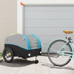 Remorque de v&eacute;lo noir et bleu 45 kg fer
