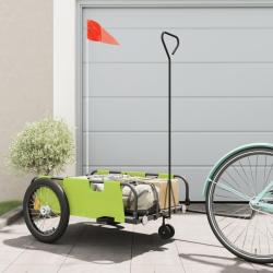 Remorque de v&eacute;lo vert et noir tissu oxford et fer