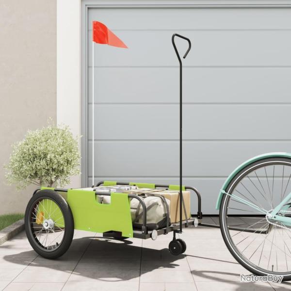 Remorque de v�lo vert et noir tissu oxford et fer alsavelo