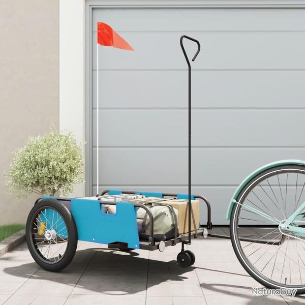 Remorque de v�lo bleu et noir tissu oxford et fer