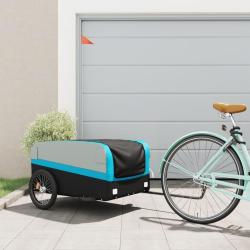 Remorque de v&eacute;lo noir et bleu 45 kg fer