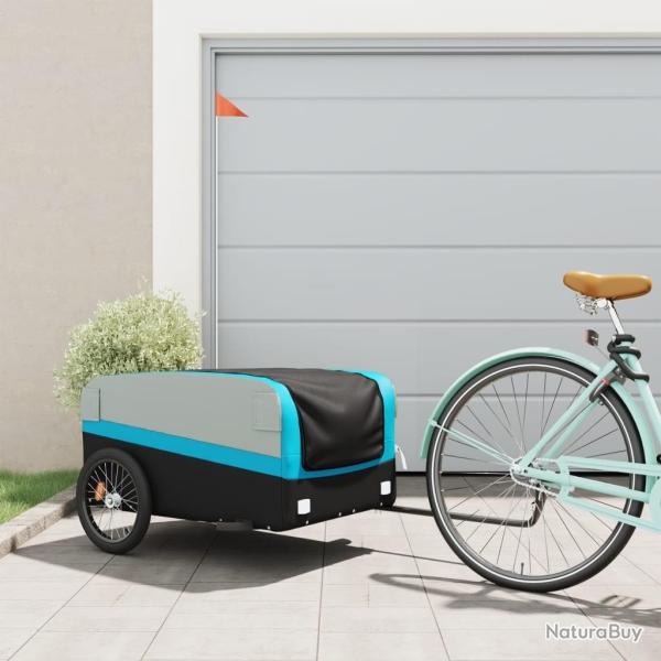 Remorque de v�lo noir et bleu 45 kg fer