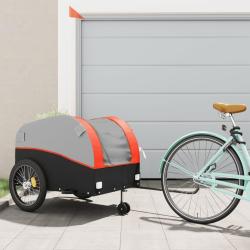 Remorque de v&eacute;lo noir et orange 45 kg fer