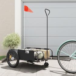 Remorque de v&eacute;lo noir tissu oxford et fer