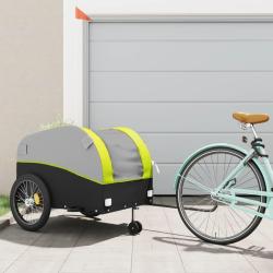 Remorque de v&eacute;lo noir et vert 45 kg fer