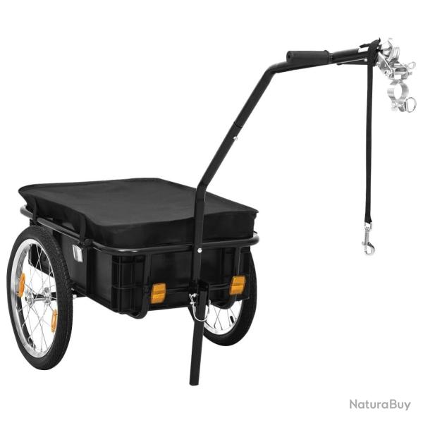 Remorque de v�lo/chariot � main 155x60x83 cm acier noir