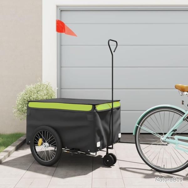 Remorque de v�lo noir et vert 45 kg fer