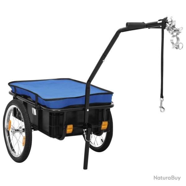 Remorque de v�lo/chariot � main 155x60x83 cm acier bleu
