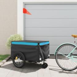 Remorque de v&eacute;lo noir et bleu 45 kg fer