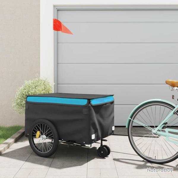 Remorque de v�lo noir et bleu 45 kg fer