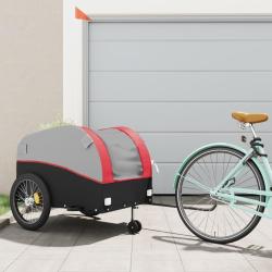 Remorque de v&eacute;lo noir et rouge 45 kg fer