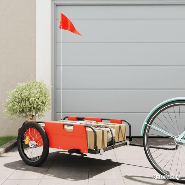 Remorque de v�lo orange tissu oxford et fer