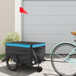 Remorque de v&eacute;lo noir et bleu 30 kg fer
