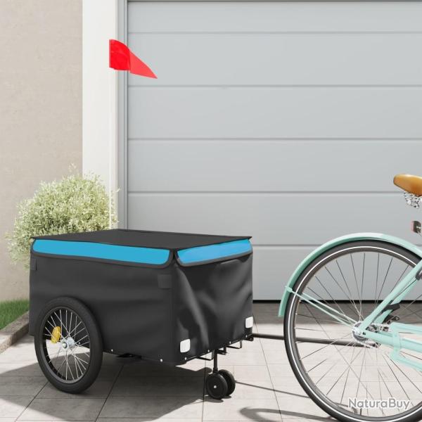 Remorque de v�lo noir et bleu 30 kg fer