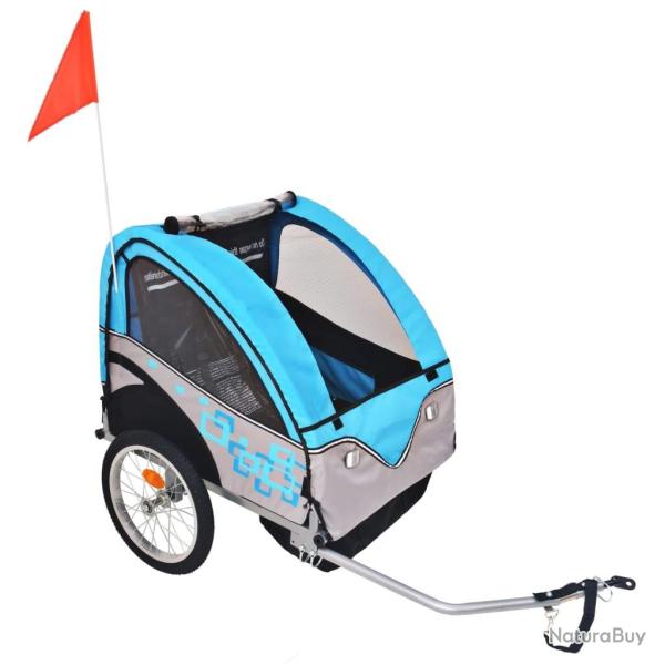 Remorque de v�lo gris et bleu 30 kg