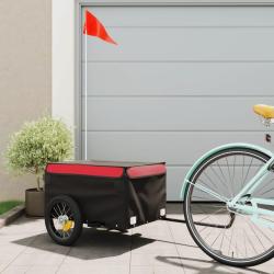 Remorque de v&eacute;lo noir et rouge 30 kg fer