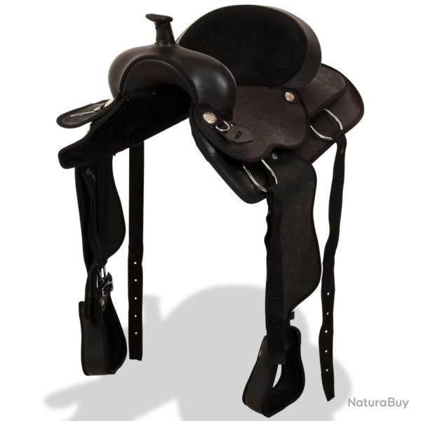 Selle, bridon et col de poitrine Cuir v�ritable 17 po Noir