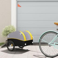 Remorque de v&eacute;lo noir et jaune 30 kg fer