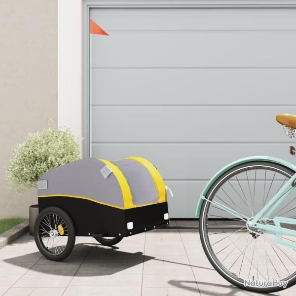 Remorque de v�lo noir et jaune 30 kg fer