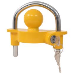 Verrou de remorque et 2 cl&eacute;s Acier et alliage d'aluminium Jaune