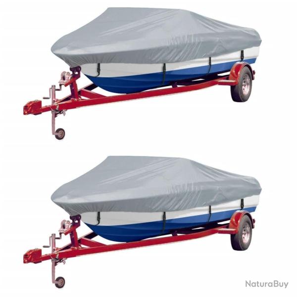 Housses de bateau 2 pcs Gris Longueur 427-488 cm Largeur 229 cm