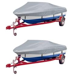 Housses de bateau 2 pcs Gris Longueur 610-671 cm Largeur 254 cm