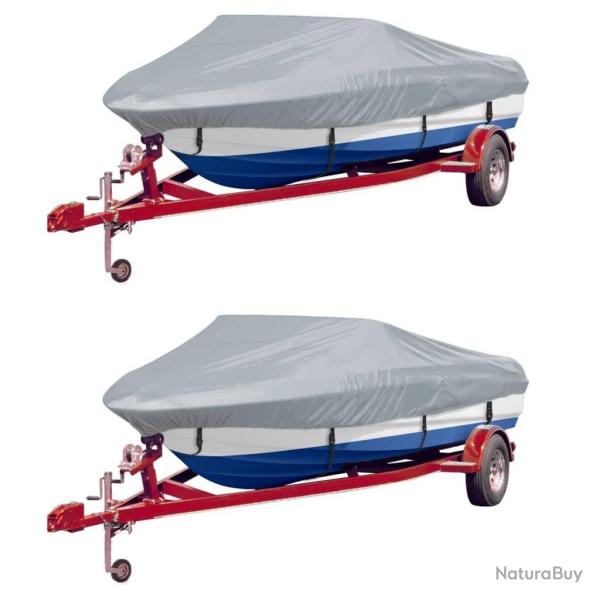 Housses de bateau 2 pcs Gris Longueur 488-564 cm Largeur 239 cm