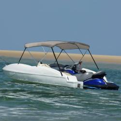 Auvent bimini &agrave; 3 arceaux gris 183x160x137 cm