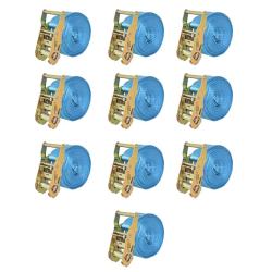 Sangle d'arrimage &agrave; cliquet 10 pcs 2 tonnes 6 m x 38 mm Bleu