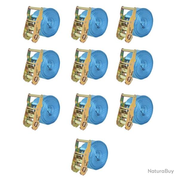 Sangle d'arrimage � cliquet 10 pcs 2 tonnes 6 m x 38 mm Bleu