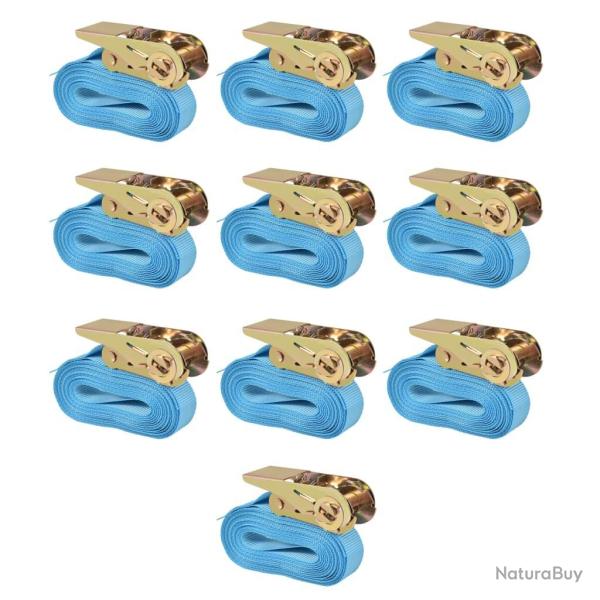 Sangle d'arrimage � cliquet 10 pcs 0,8 tonne 4 m x 25 mm Bleu