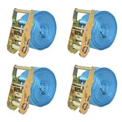 Sangle d'arrimage 4 pcs 2 tonnes 6 m x 38 mm Bleu