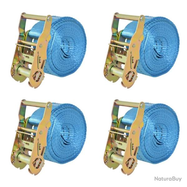 Sangle d'arrimage 4 pcs 2 tonnes 6 m x 38 mm Bleu